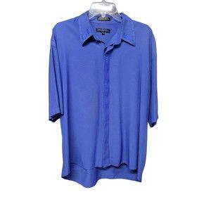Bruttini  Mens Size XL  Short Sleeve Button Up Shirt Styled In Italy Blue